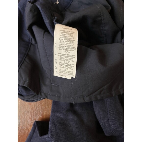 Boden Dorothea Linen Blend Cropped Wrap Jumpsuit Navy Blue Sz 12R V-Neck Button - Picture 8 of 8